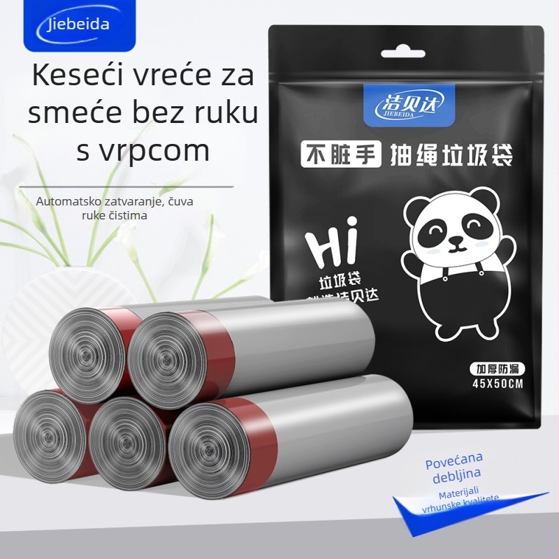 HS HDPE vrećice za smeće sa vrpcom, jednokratne, za kućnu upotrebu, debljina 0,011 mm