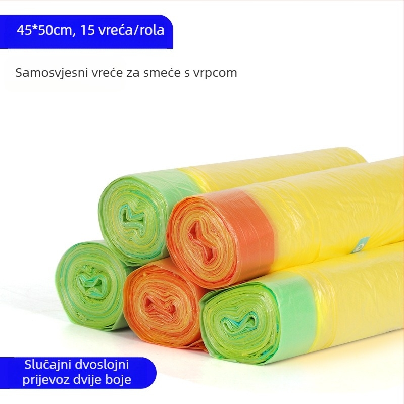 HS HDPE vrećice za smeće sa vrpcom, jednokratne, za kućnu upotrebu, debljina 0,011 mm