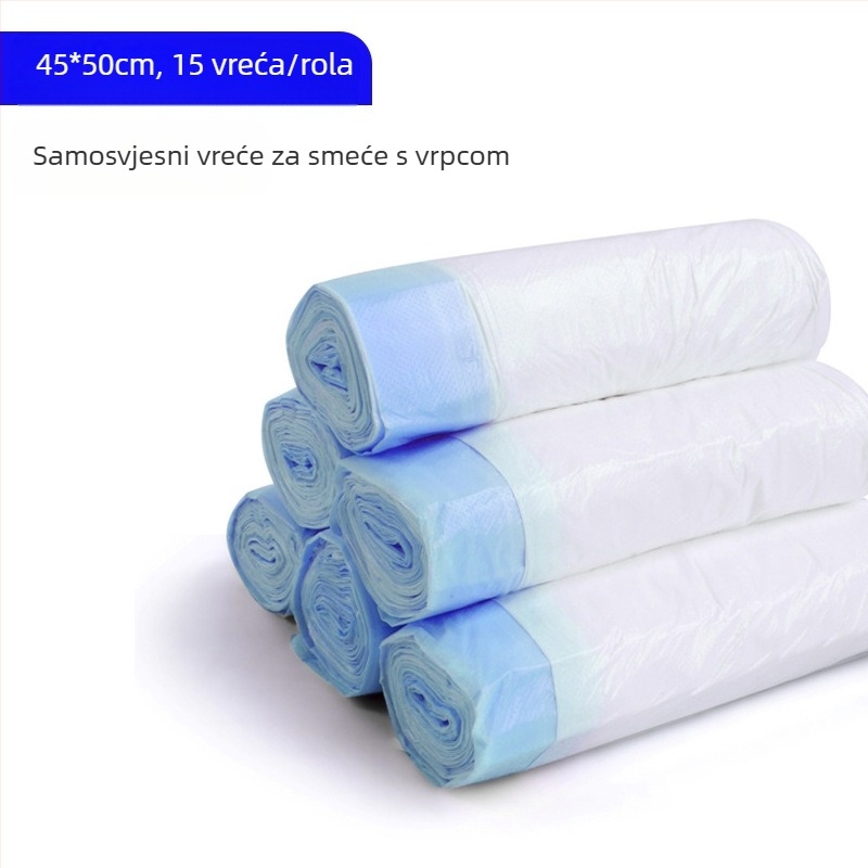 HS HDPE vrećice za smeće sa vrpcom, jednokratne, za kućnu upotrebu, debljina 0,011 mm