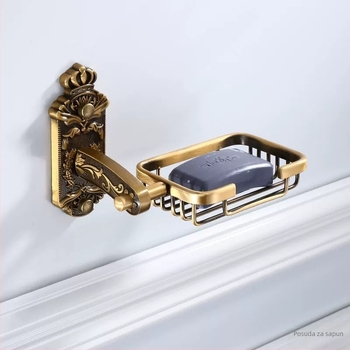 Vješalica za ručnike u europskom stilu, antikni set za kupaonicu, Space aluminij, zidni, s vintage izrezbarenim hardverom