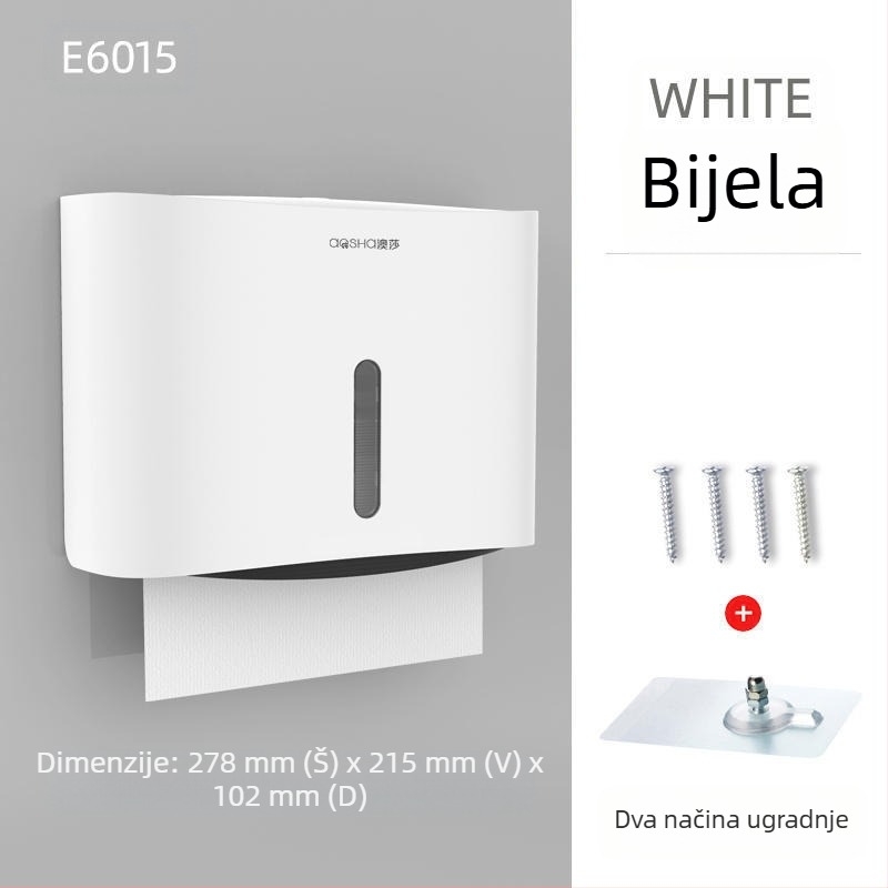 Zidna kutija za papirnate ubruse — ABS, vodootporna, bez bušenja, model 6015
