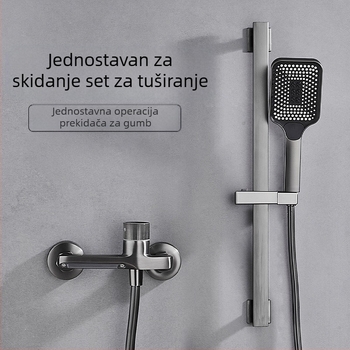 Bakreni set za tuš s skrivenom ugradnjom, kišna funkcija, četvrtasta glava tuša, model 7030