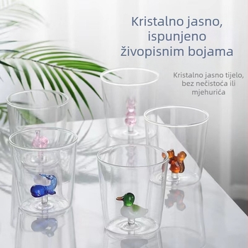Čaša za vodu – karikaturalni stil, bez držača, staklo visoke toplinske otpornosti borosilikat, jednodjelna, cilindrična