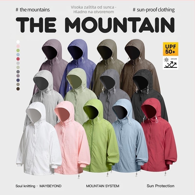 YGF Muški kaput s kapuljom i UPF50+ zaštitom od sunca, 40D najlon tkanina s naborom, slobodan kroj, zip zatvarač, 3D džepovi s patchom, gradski stil