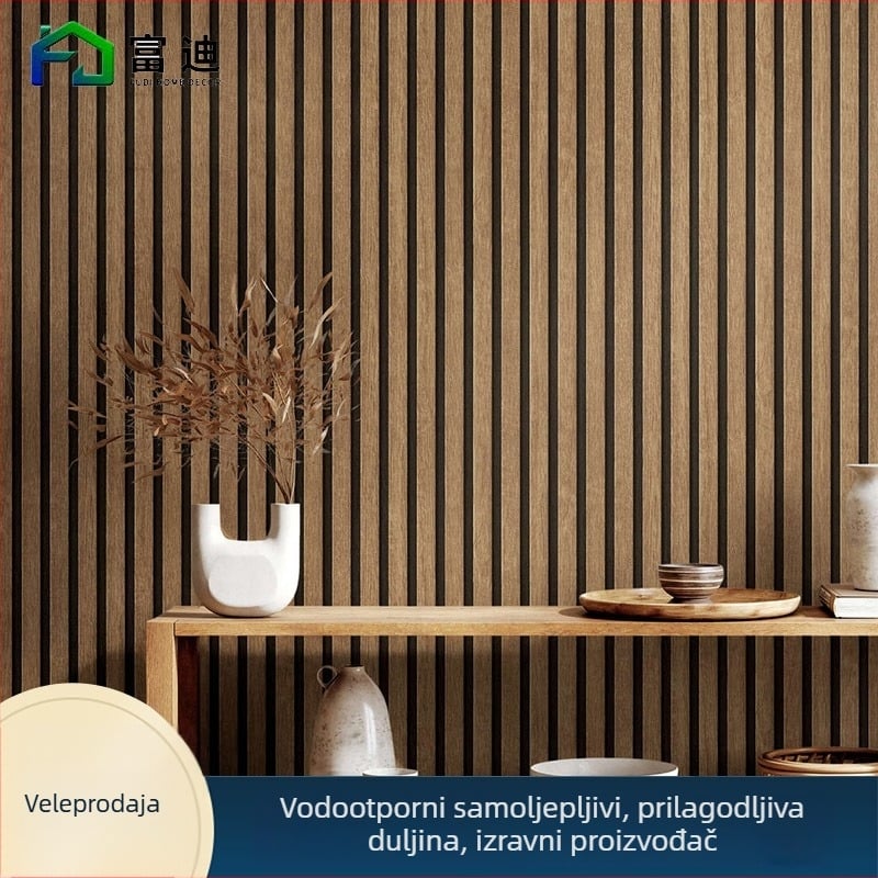 PVC zidna tapeta s uzorkom drveta, višeslojna, samoljepljiva, otporna na vlagu, posebni vizualni efekti, Novi kineski stil, za TV pozadinu