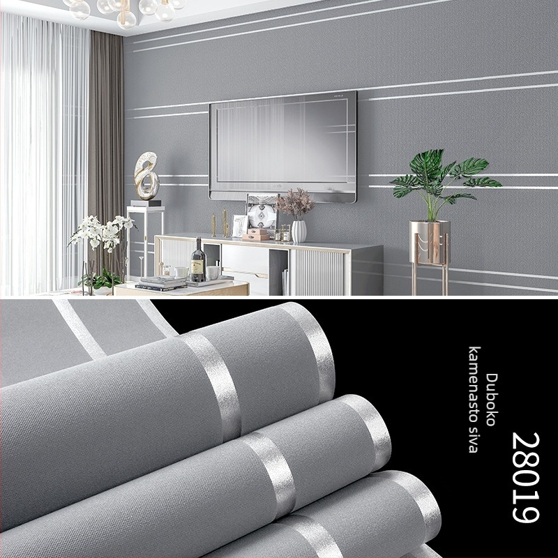Tapet Huda Wallpaper — netkani materijal, velur tekstura, nordijski geometrijski uzorak, uspravne i vodoravne pruge, moderan minimalistički dnevni boravak pozadina
