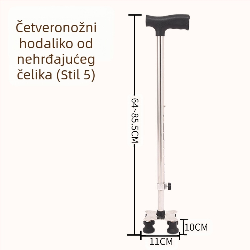 Ruilong teleskopski štap za hodanje od nehrđajućeg čelika, model 2511, lagan, protuklizan