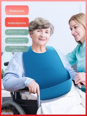 Silikonski bib za odrasle, vodootporan, apsorbira slinu