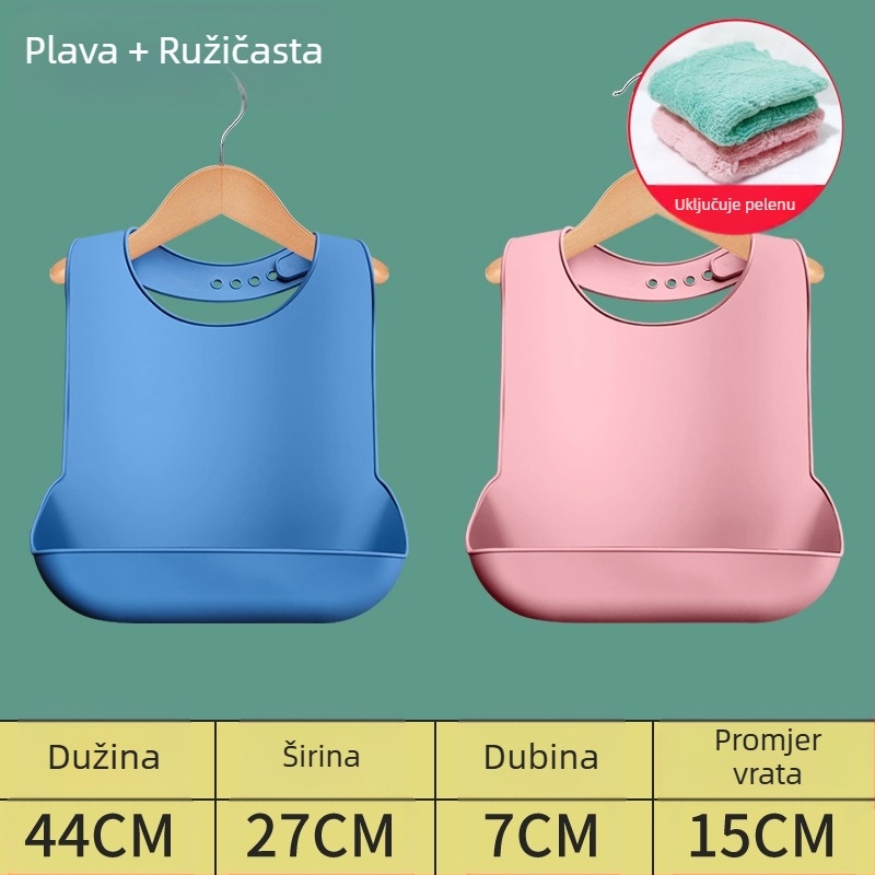 Silikonski bib za odrasle, vodootporan, apsorbira slinu
