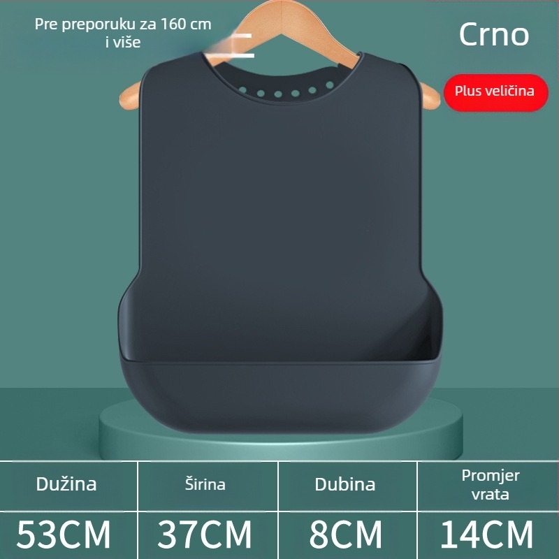 Silikonski bib za odrasle, vodootporan, apsorbira slinu