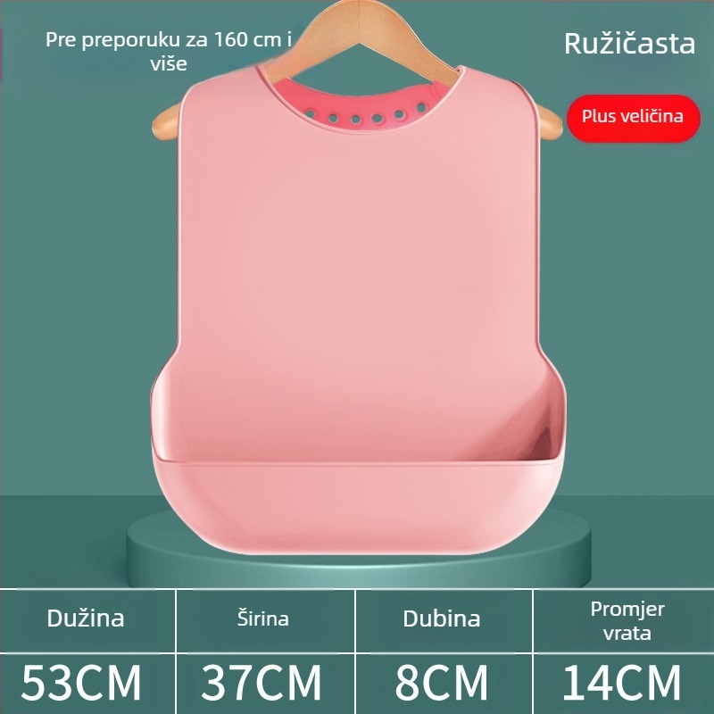 Silikonski bib za odrasle, vodootporan, apsorbira slinu