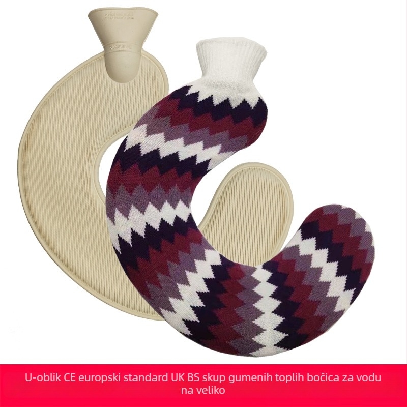 U-oblik gumena boca za toplu vodu za vrat – 450 g, napunjena vodom, dvostruka namjena toplo/hladno