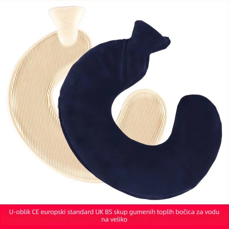 U-oblik gumena boca za toplu vodu za vrat – 450 g, napunjena vodom, dvostruka namjena toplo/hladno