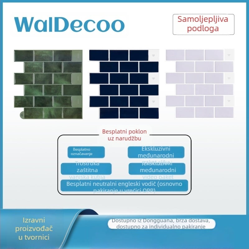 3D zidna naljepnica PET+PU, vodootporna, anti-mildew, moderni minimalistički jednofarbni zidni dekor za kuhinju, dnevnu sobu, kupaonu, kafić (1 kom.)