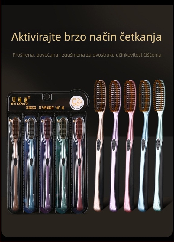 Beiyano četkica za zube u obliku U s tri strane, mekana vlakna, paket od 4 komada, model 009, za odrasle