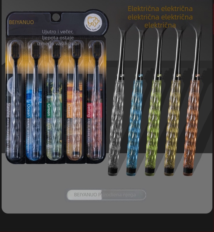 Beiyano četkica za zube u obliku U s tri strane, mekana vlakna, paket od 4 komada, model 009, za odrasle