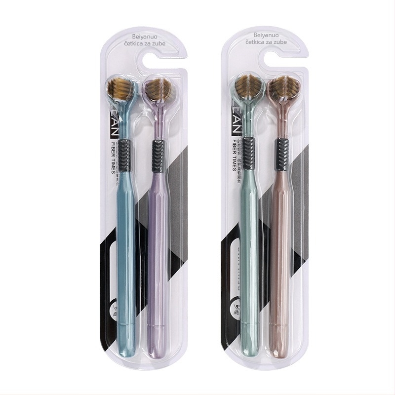 Beiyano četkica za zube u obliku U s tri strane, mekana vlakna, paket od 4 komada, model 009, za odrasle