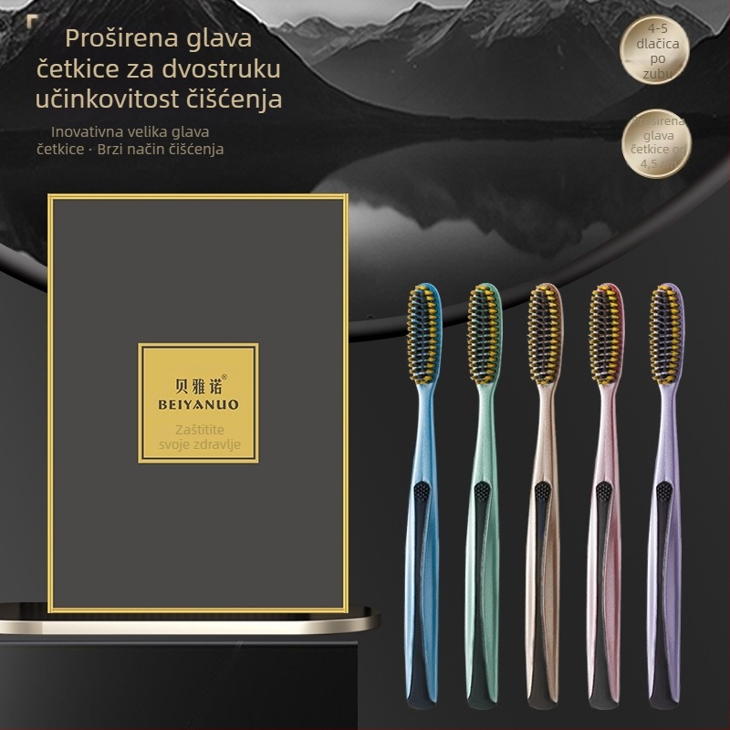 Beiyano četkica za zube u obliku U s tri strane, mekana vlakna, paket od 4 komada, model 009, za odrasle