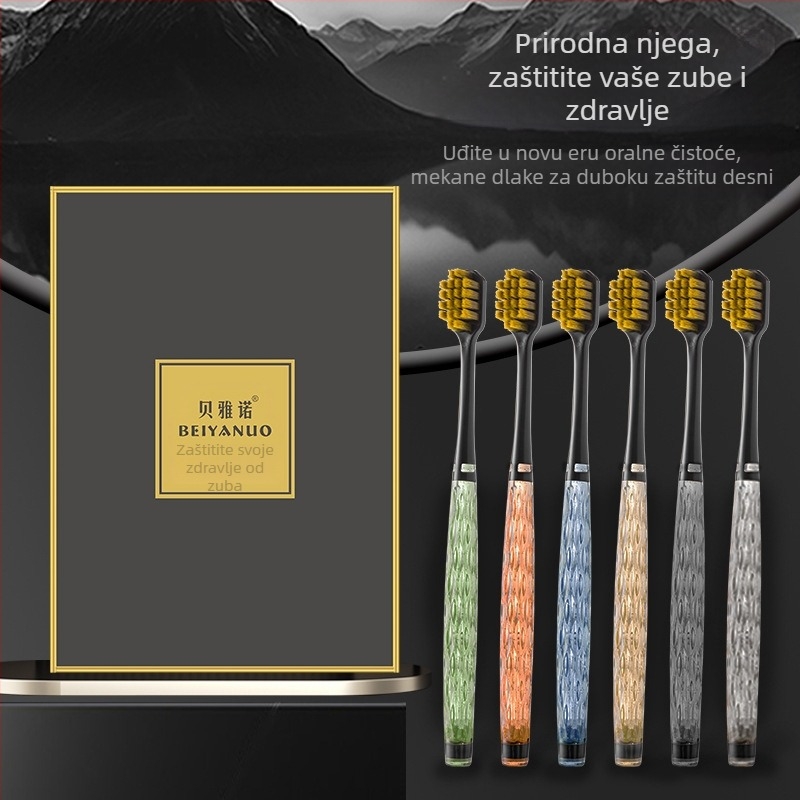 Beiyano četkica za zube u obliku U s tri strane, mekana vlakna, paket od 4 komada, model 009, za odrasle