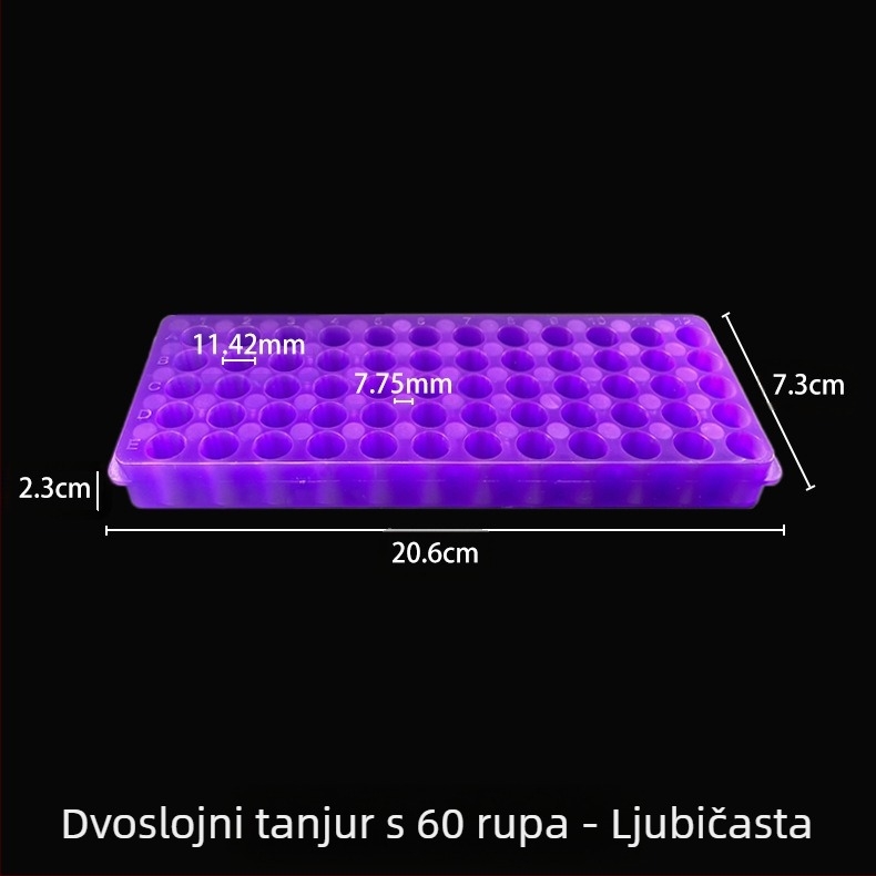Ploča s 60 rupa, dvostrani panel, novi materijal, kapacitet 0.5/1.5/2 ml