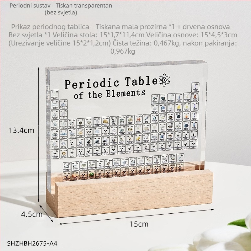 Akrilni model elementa periodične tablice – jednostavan stil, IP licenca, materijal: plast/ smola