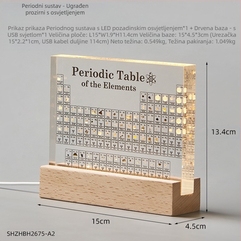 Akrilni model elementa periodične tablice – jednostavan stil, IP licenca, materijal: plast/ smola