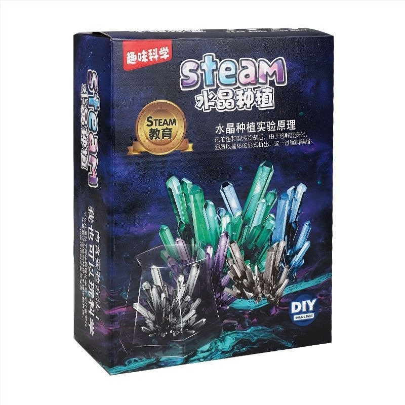 Set za uzgoj kristala za djecu – zabavna znanstvena igra, DIY, kristali koji rastu sami, poklon, pakiranje: papirnata kutija, za uzrast 14+