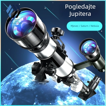 Dječji početnički astronomijski teleskop visoke jasnosti s edukativnim kompletom za promatranje zvijezda, za uzrast 7–14 godina, višefunkcionalan, bez napajanja