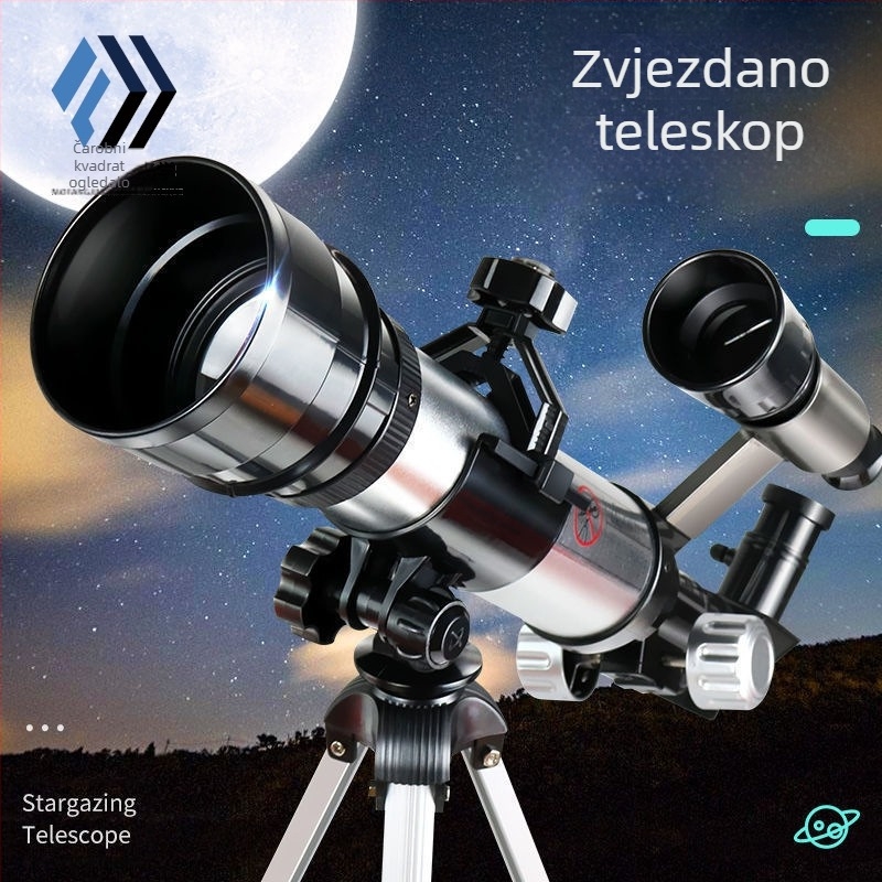 Dječji početnički astronomijski teleskop visoke jasnosti s edukativnim kompletom za promatranje zvijezda, za uzrast 7–14 godina, višefunkcionalan, bez napajanja