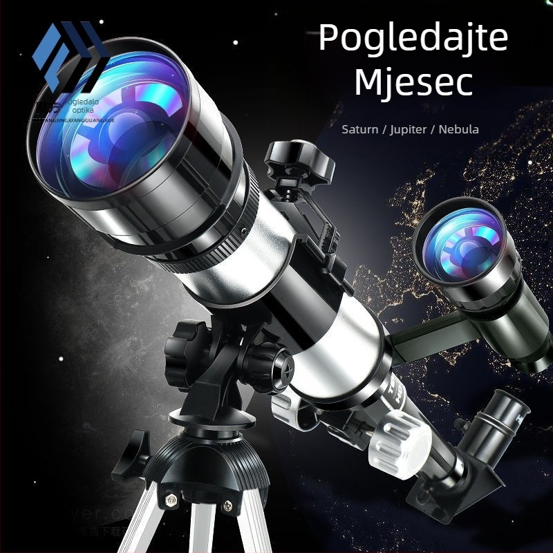 Dječji početnički astronomijski teleskop visoke jasnosti s edukativnim kompletom za promatranje zvijezda, za uzrast 7–14 godina, višefunkcionalan, bez napajanja