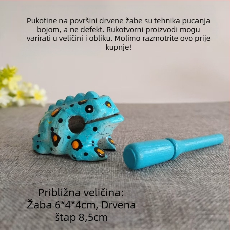 Drveni ukrasni kip žaba, ručno izrezbaren čvrsto drvo, graviranje, zvukovna igračka