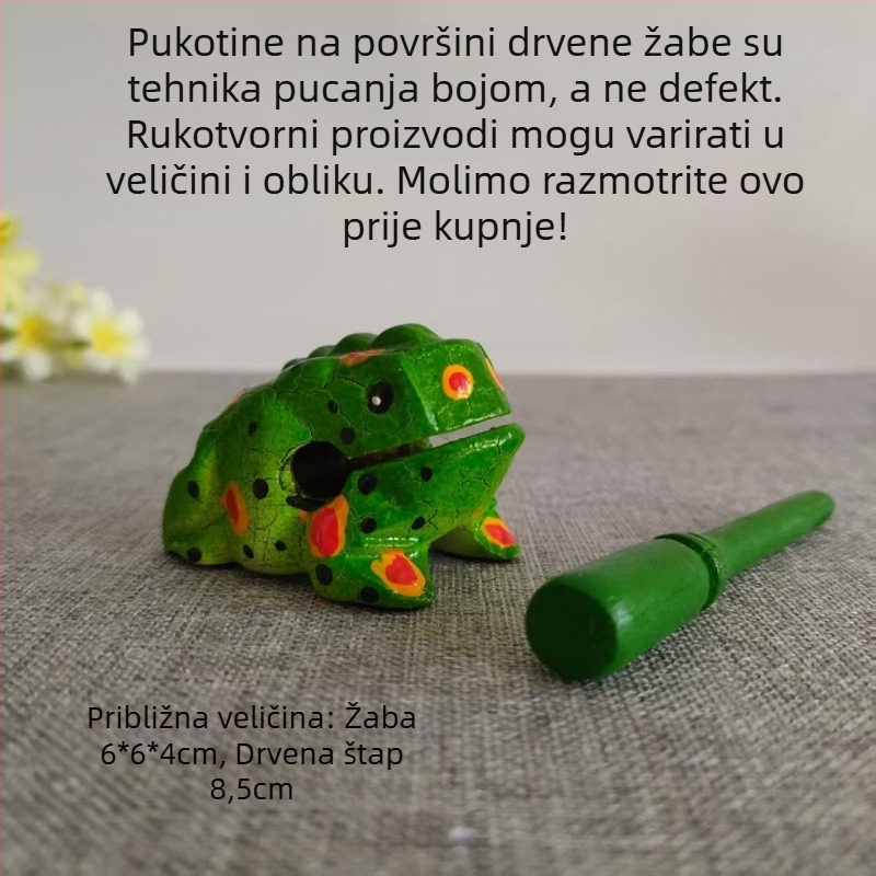 Drveni ukrasni kip žaba, ručno izrezbaren čvrsto drvo, graviranje, zvukovna igračka