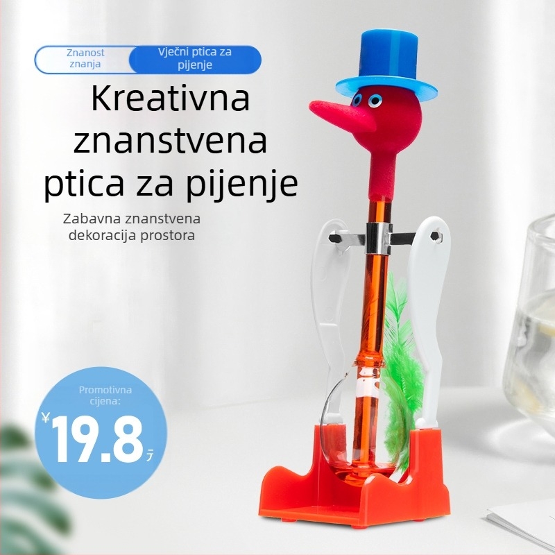 Igračka ptica koja pije vodu - metalna konstrukcija, za djecu 0–2 godine, edukativna znanstvena igračka