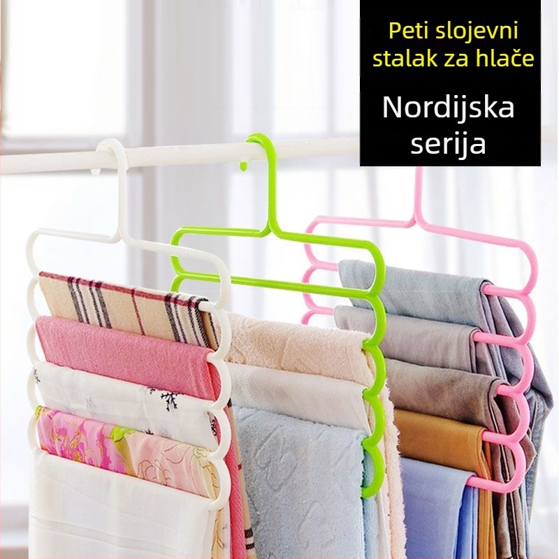 Nehrđajući čelični višenamjenski petoslojni stalak za hlače – moderni minimalistički dizajn, za pohranu u spavaćoj sobi i kupaonici, lansiran 2023.