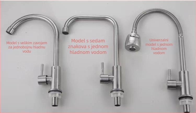 Kuhinjski zidni miješajući slavine za sudoper, nehrđajući čelik, brušeni završni sloj, keramički mehanizam ventila, Skoni model 01