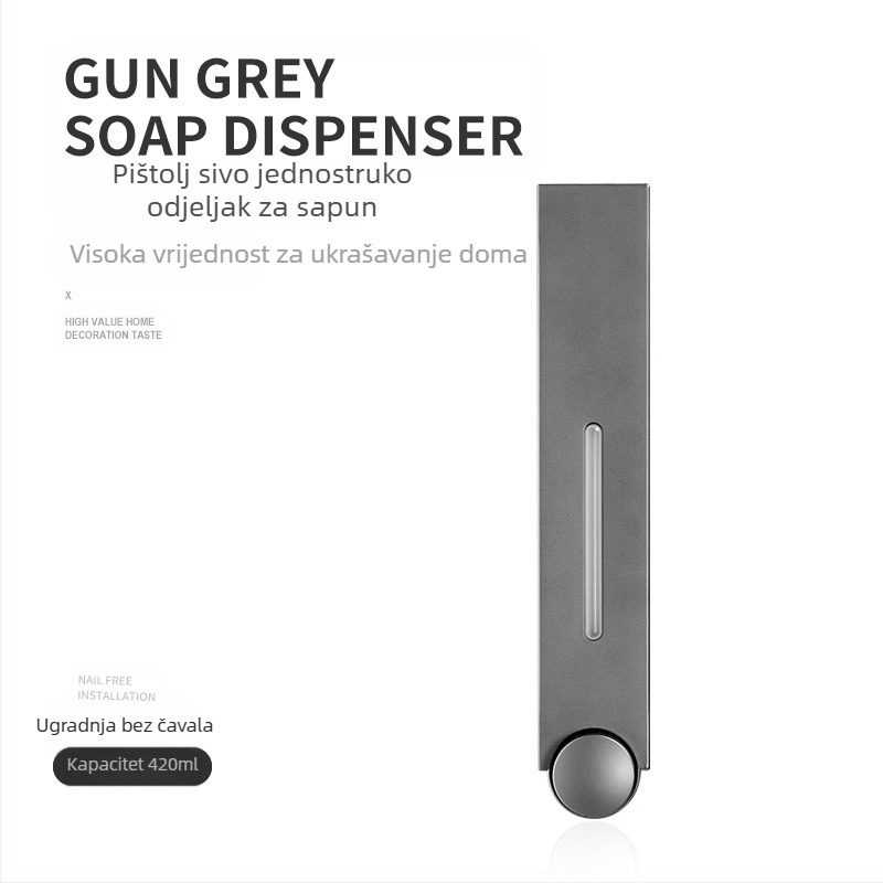 Zidni dozator sapuna s ručnim pritiskom, ABS, injekcijsko oblikovanje, moderni minimalistički dizajn.
