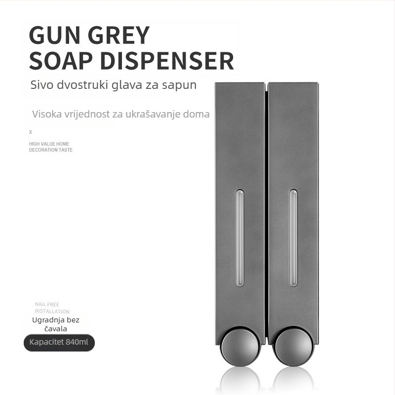 Zidni dozator sapuna s ručnim pritiskom, ABS, injekcijsko oblikovanje, moderni minimalistički dizajn.