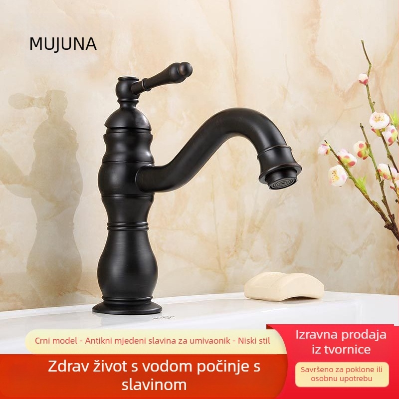Potpuna bakrena europska antička slavina za toplu i hladnu vodu za umivaonik i kadu, retro stil kuhinje i kupaonice