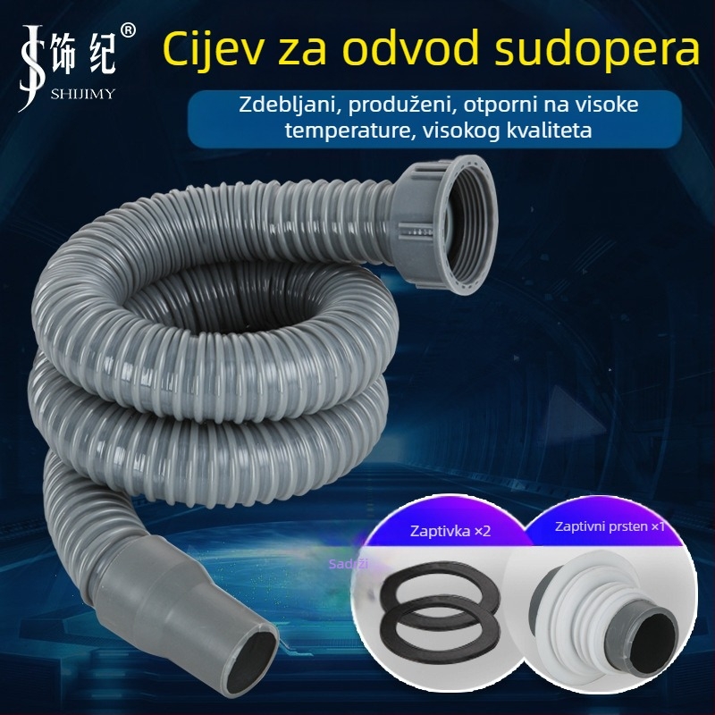 Proširenje odvoda za kuhinjski sudoper s fleksibilnim crijevom protiv mirisa (Jednodobni sudoper; Proširenje odvoda; Fleksibilno crijevo protiv mirisa)