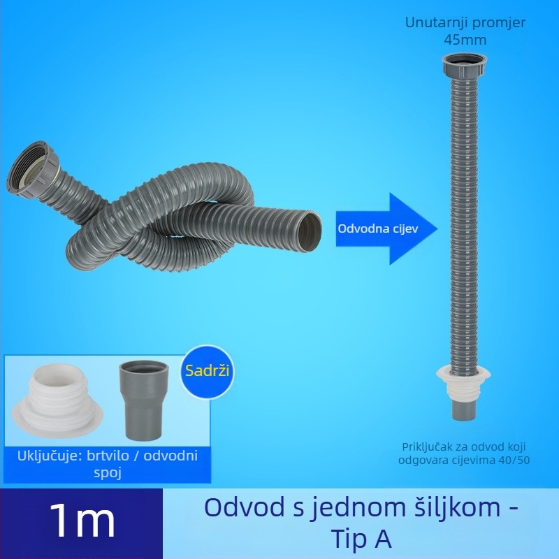 Proširenje odvoda za kuhinjski sudoper s fleksibilnim crijevom protiv mirisa (Jednodobni sudoper; Proširenje odvoda; Fleksibilno crijevo protiv mirisa)