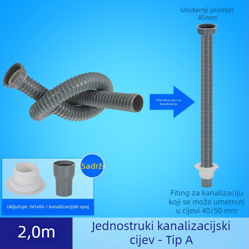 Proširenje odvoda za kuhinjski sudoper s fleksibilnim crijevom protiv mirisa (Jednodobni sudoper; Proširenje odvoda; Fleksibilno crijevo protiv mirisa)