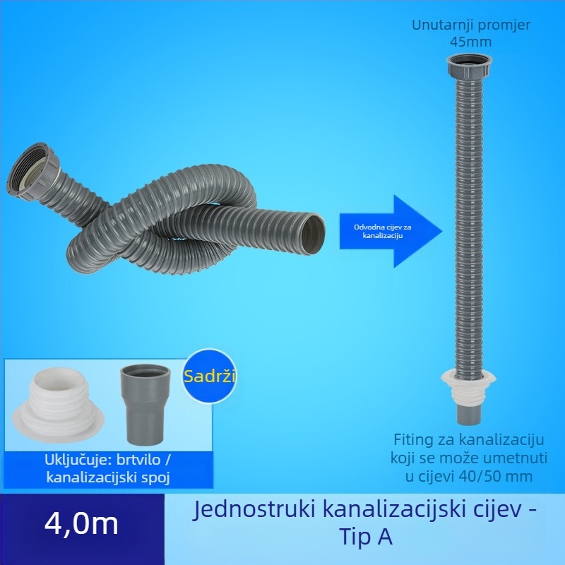 Proširenje odvoda za kuhinjski sudoper s fleksibilnim crijevom protiv mirisa (Jednodobni sudoper; Proširenje odvoda; Fleksibilno crijevo protiv mirisa)