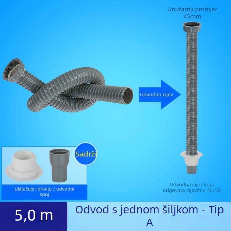 Proširenje odvoda za kuhinjski sudoper s fleksibilnim crijevom protiv mirisa (Jednodobni sudoper; Proširenje odvoda; Fleksibilno crijevo protiv mirisa)