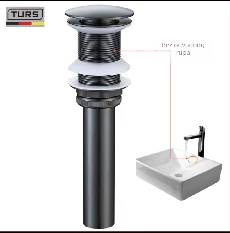 Zidni bakreni odvod za umivaonik s protivmirisnim sustavom (Model: Water drain; Značka: Goldsmiths; Materijal: Bakar; Stil: Light Luxury)