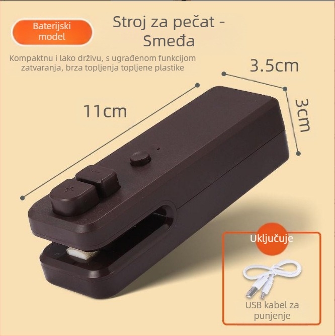 Prijenosni uređaj za zatvaranje paketa hrane, ABS plastika kućište, težina 170 g, kapacitet 1001-1500 ml, Model: Devet generacija, Prilagodljiv