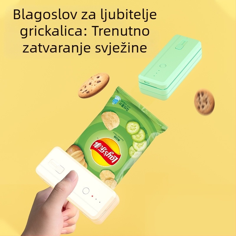 Prijenosni uređaj za zatvaranje paketa hrane, ABS plastika kućište, težina 170 g, kapacitet 1001-1500 ml, Model: Devet generacija, Prilagodljiv