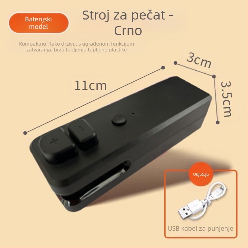 Prijenosni uređaj za zatvaranje paketa hrane, ABS plastika kućište, težina 170 g, kapacitet 1001-1500 ml, Model: Devet generacija, Prilagodljiv