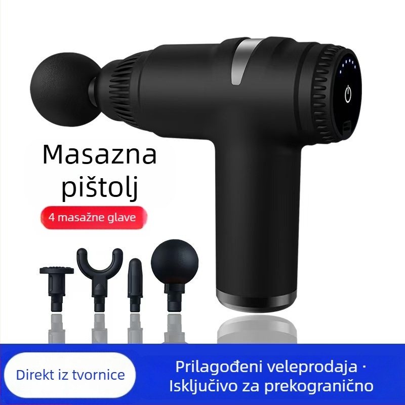 Mini masažer fascije s četkastim motorom; 4 glave; ugrađena baterija 1200–2000 mAh; LCD zaslon; 5+ brzina; izuzetno tih (<36 dB)