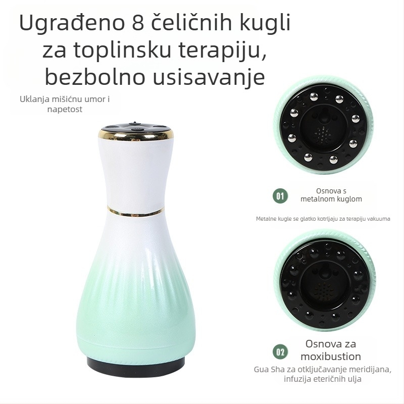 Električni uređaj za gua sha masažu s cuppingom (USB napajanje, kontrola gumbom, model MK-A, raspon temperature 0–48°C, ABS)