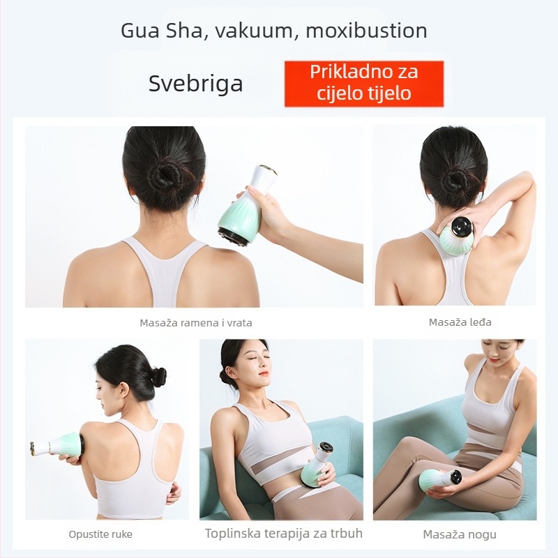 Električni uređaj za gua sha masažu s cuppingom (USB napajanje, kontrola gumbom, model MK-A, raspon temperature 0–48°C, ABS)